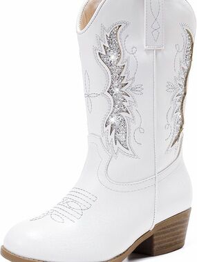 White Western Glitter Cowboy Boots for Girls